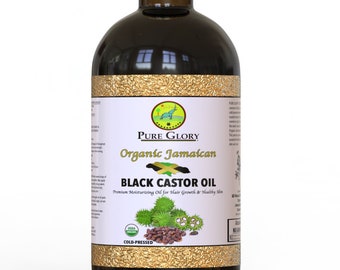 Organic Jamaican Black Castor Oil 100% Pure Cold Pressed Moisturizing Oil for Best Hair and Skin |JBCO|Hair Growth|Hexane Free(Glass Bottle)