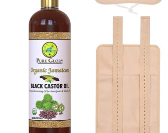 Castor Oil Pack (Organic Cotton) with Organic Jamaican Black Castor Oil kit