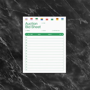 Silent Auction Bid Sheet: Printable Fundraiser Sign Up (Canva Template)