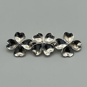 Three Dogwood Blossoms Brooch - Signed Lang Sterling - Circa 1950s