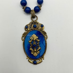 Marked Czechoslovakia - Blue Glass Necklace - Circa 1920s