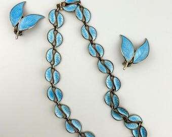 David Anderson Norway Yellow Enamel on Silver Leaf Necklace - Etsy
