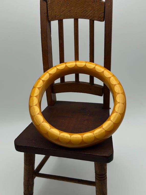 RARE Injected Dot Bakelite Bangle -  Butterscotch… - image 1