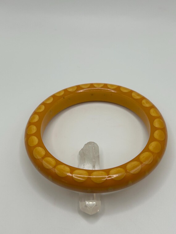RARE Injected Dot Bakelite Bangle -  Butterscotch… - image 5