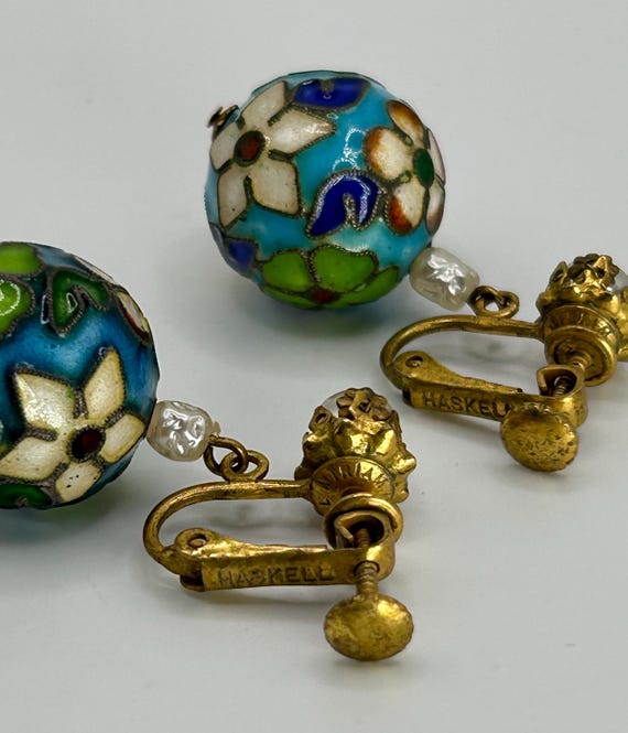 Miriam Haskell Drop Earrings - Handcrafted Cloiso… - image 6