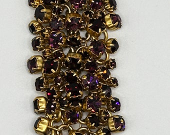 Vibrant Ruby Red and Fuchsia Rhinestone Bracelet - Each Articulating Rhinestone Individually Attached and in Gold Tone Prong Setting