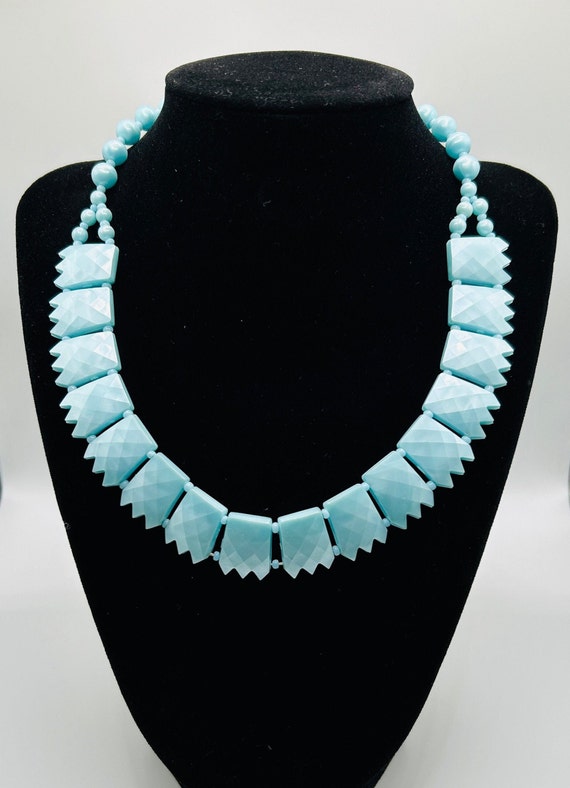 Vintage Sky Blue Acrylic Choker Necklace - Circa 1