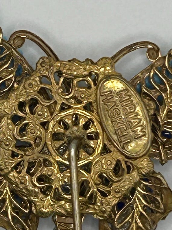 Miriam Haskell Double Butterfly Stickpin - Lapis … - image 2