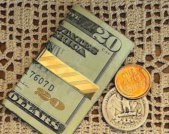 Pinza para billetes/corbata DESTINO de oro de 14 quilates - Accesorio de lujo para hombre de mediados de siglo - Circa 1960