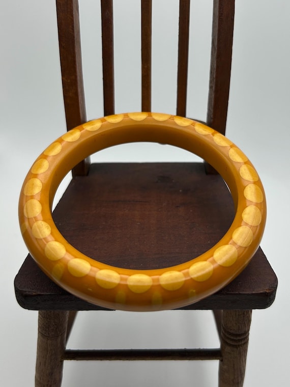 RARE Injected Dot Bakelite Bangle -  Butterscotch… - image 2