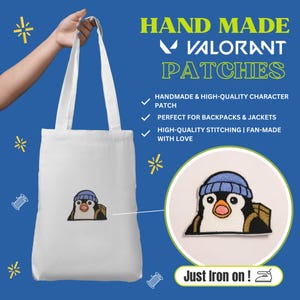 Surprised Penguin Patch, Valorant Spray Merch, Funny Gamer Gift, Iron On for Jackets, Shirts & Sweaters, Embroidered Morale Patch