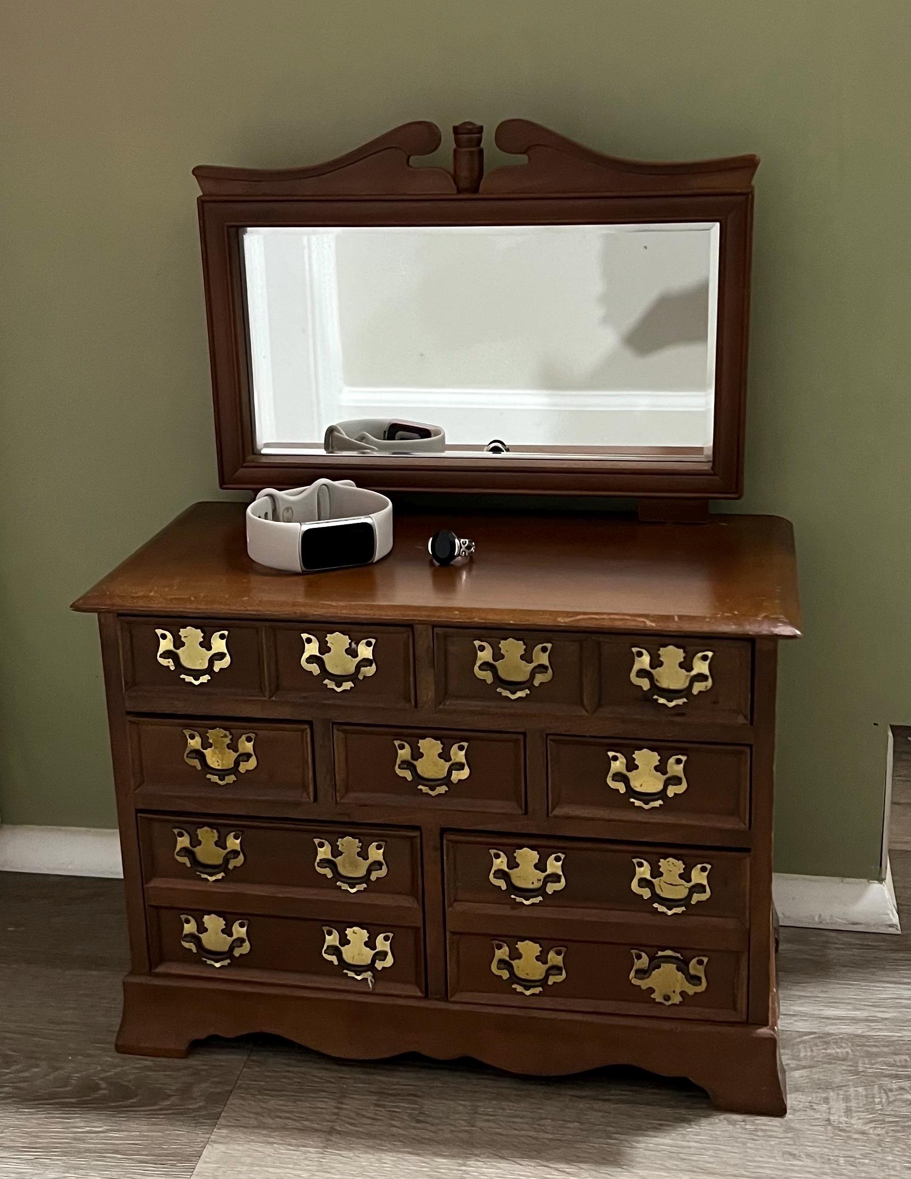 Vintage 1950s-60s Japanese Mini Dresser Jewelry Box with Detachable Mirror