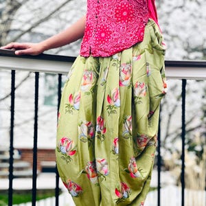 Floral Printed Dhoti Salwar: Handmade Indo-Western Pants