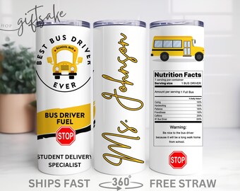 Bus Driver Gift, Personalized School Bus Driver Tumbler, Travel Mug Gift for Bus Driver Appreciation Gift from Student