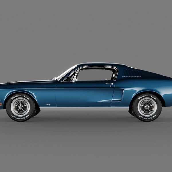 1968 Ford Mustang GT Fastback 3D Print