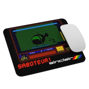 Saboteur!  Mouse Pad – Spectrum Classic | Rectangular - ZX Spectrum - Mouse Pad NEW 9.5&quot; x 7.75&quot; Non Slip Laptop PC