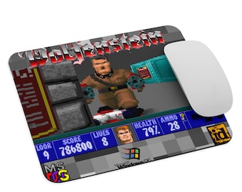 Wolfenstein 3d PC, 1995 Mouse Pad NEW 9.5&quot; x 7.75&quot; Non Slip Gaming ID Software best gift for retro games lover