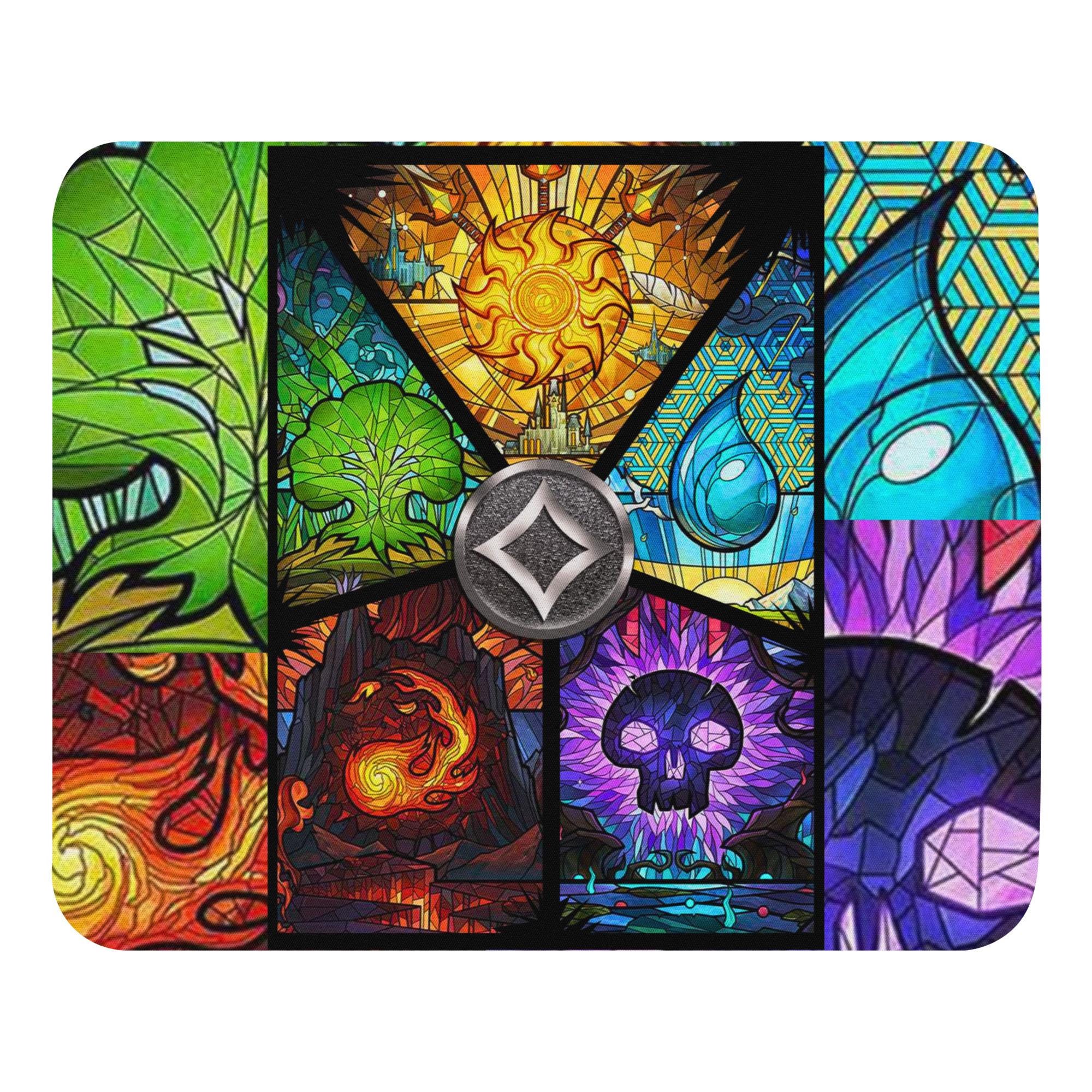 サプライ・アクセサリ・グッズ DMU Stained Glass Stitched Edge Playmat Amazon.com: Playmat for MTG, Card Game Mat Non-Slip Rubber