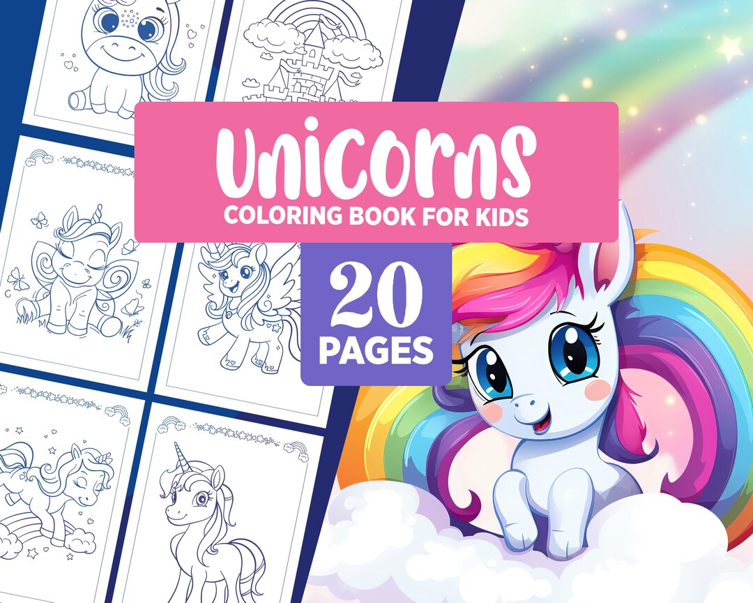 Unicorn Coloring Pages for Kids | Hand-drawn Printable Coloring Book ...