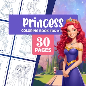 Princess Coloring Book PDF for Girls | Cute & Easy Printable Pages for Kids | Instant Download