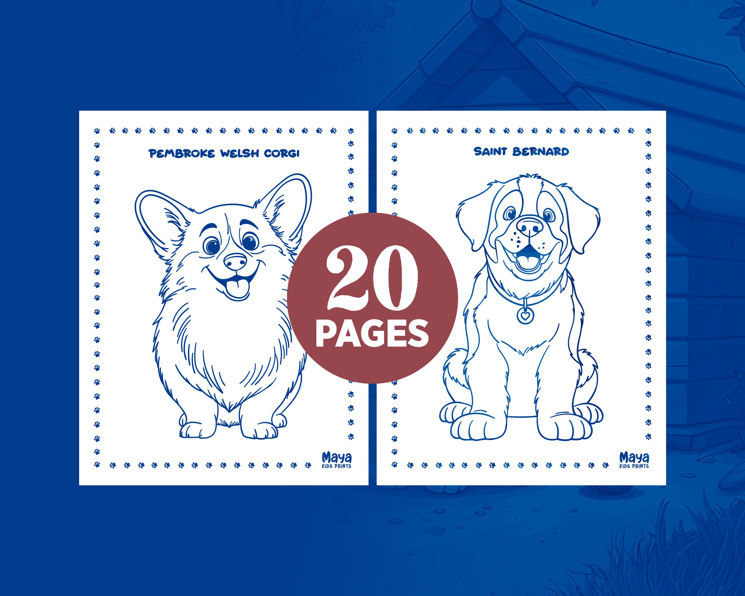 Printable Dog Coloring Book PDF for Kids | Easy Coloring Pages With ...