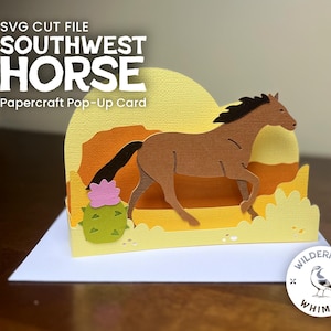 Southwest Horse | Pop Up Card SVG | Cricut Cut File Template | 3D Box Card