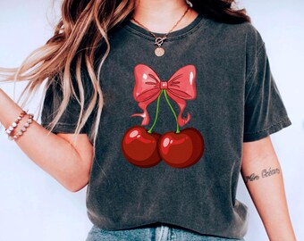 Vintage Cherry Graphic T-Shirt: Retro Fruit Tee, Foodie Gift