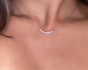 Collar colgante de oro blanco, regalo para ella, collar de oro, collar de plata