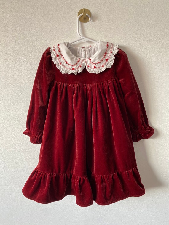 Vintage Red Velvet Toddler Dress