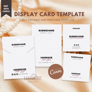 Editable Jewelry Display Card Template, Custom Earring Card Packaging, Printable Necklace Display Card, Jewelry Business Branding - 01JBK
