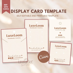Retro Jewelry Display Card Template, Custom Editable Earring Card Packaging Printable Necklace Display Card Jewelry Business Branding- 02JBK