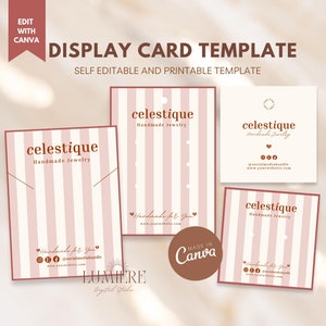Custom Jewelry Display Card Template, Retro Editable Earring Card Packaging Printable Necklace Display Card Jewelry Business Branding- 02JBK