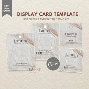 Elegant Jewelry Display Card Template, Retro Editable Earring Card Packaging Printable Necklace Display Card Jewelry Business Branding- LAUR