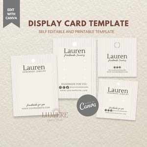 Minimalist Custom Earring Display Card Template, Editable Jewelry Packaging Printable Necklace Display Card Jewelry Business Branding- LAUR