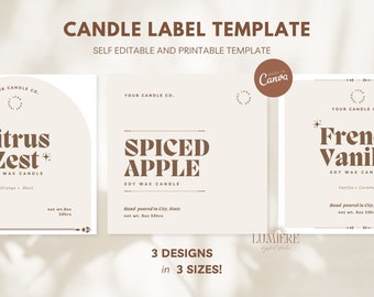 Minimal Candle Label Template, Editable Candle Labels Template, DIY Canva Candle Sticker Label, Printable Wax Melts label design -01CBK