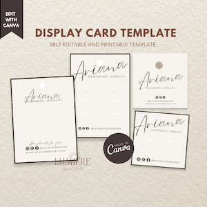Benutzerdefinierte Schmuck Display Kartenvorlage, moderne elegante Ohrring Kartenverpackung, druckbare Halskette Display Karte, Schmuck Business Branding -Ari