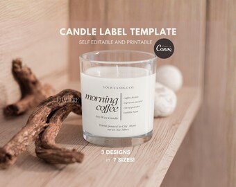 Candle Label Template, Minimal Style Candle Label, Customisable Label, Wax Melts Label, Modern Design Sticker Labels, Canva DIY -Lux