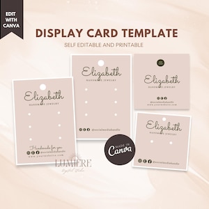 Vintage Display Card Templates Canva, DIY Jewelry Product Display Cards, Earring Card Packaging Printable Card Business Branding -Liz