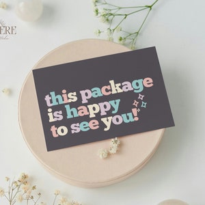 Cartão de agradecimento em arco-íris editável, encarte de embalagem personalizável, modelo retrô Canva para pequenas empresas, notas de saudação imprimíveis em tons pastel