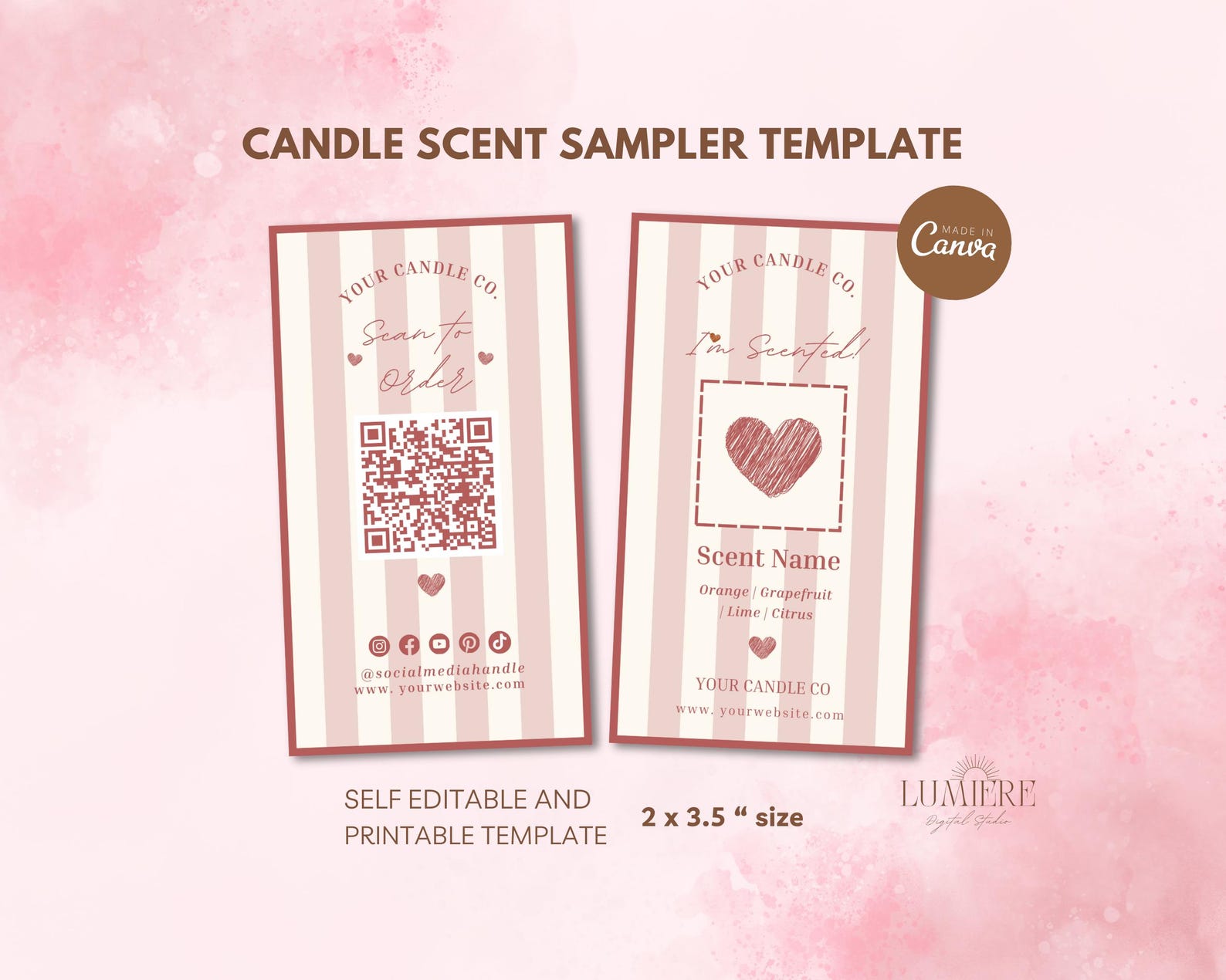 Scent Tester Example Candle Scent Sampler Card Canva Template, Wax Melt Tester Card ...