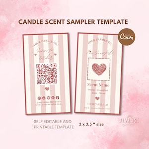 Candle Scent Sampler Card Canva Template, Wax Melt Tester Card, Fragrance Tester, Small Business Candle Package Insert Scent Tester- 03CBK