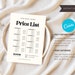 Price List Canva Template, Minimalist Product Price Sign, Printable ...