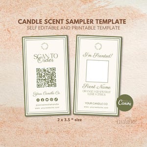 Candle Scent Sampler Card Template, Wax Melt Fragrance Tester Card, Printable Candle Sample Insert Cards, Candle Package Insert Canva -04CBK