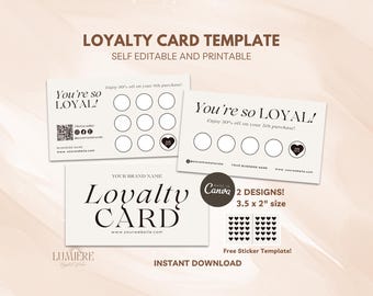 Editable Loyalty Card Template, Modern Customer Rewards (Digital Download), Printable discount card, Rewards Card Design -Lux
