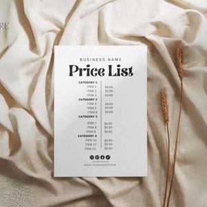 Price List Canva Template, Minimalist Product Price Sign, Printable ...
