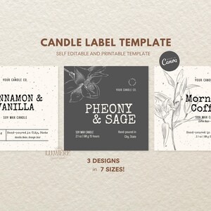 Editable Candle Labels Template, DIY Printable Candle Label Design, Minimal DIY Candle, Custom Product Label Template Editable Canva -05CBK