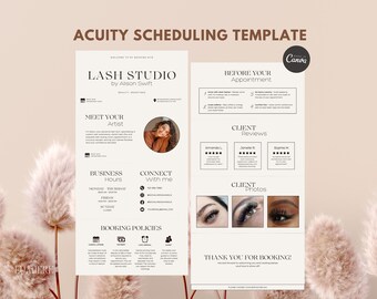 Luxury Lash Acuity Scheduling Template, Editable Lash Tech Acuity Booking Site DIY Lash Tech Website Banner Canva, Lash Tech Acuity -Lux