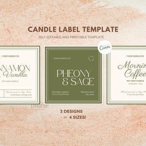 Editable Candle Labels Template, Modern Candle Label Design, Minimal DIY Candle, Custom Product Label Template Editable Canva -Ivy
