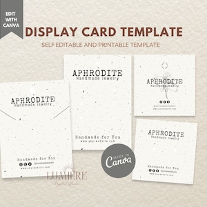 Earring Display Card Template, Custom Earring Holder Packaging Printable Necklace Display Card Jewelry Business Branding Canva Editable- APH