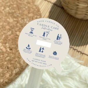 Minimal Candle Dust Cover Template, Editable Canva Candle Dust Cover Instructions Label, Printable Candle Care Cover Template, Canva -02CBK image 4